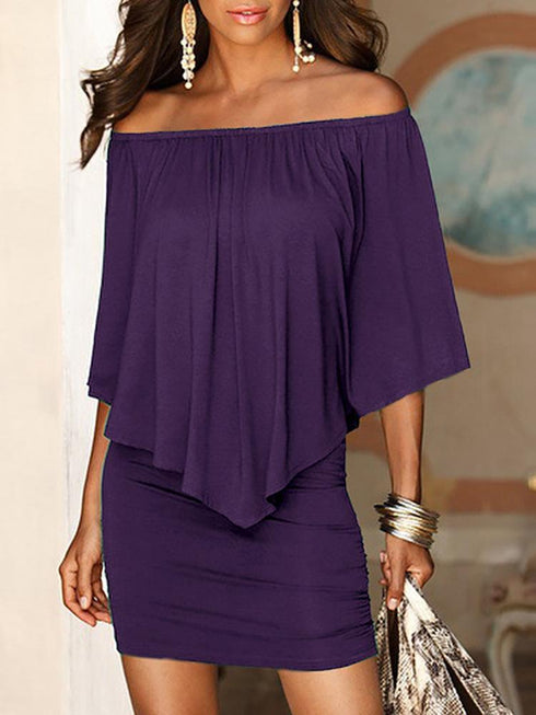 Mini Off Shoulder Sexy Dresses  Beach Casual Dress - ROUTINE FASHION